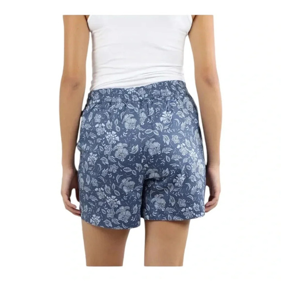 Jachs Girlfriend Women's Stretch Satin Chino Shorts Blue Floral Print Size XL - Picture 4 of 7